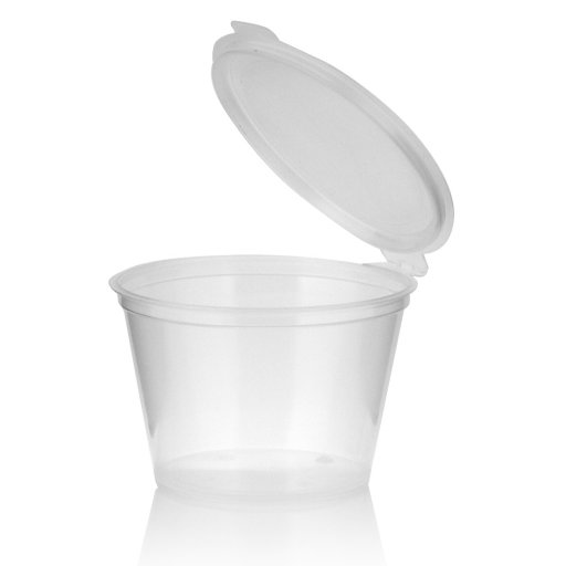 Plastic PP Container CLEAR with hingled lid 4oz