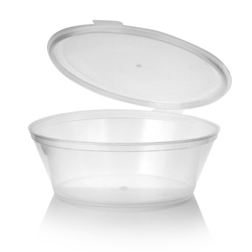 Plastic PP Container CLEAR with hingled lid 6oz