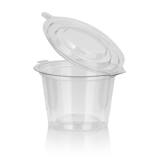 Plastic PET Container CLEAR with hingled lid 4oz