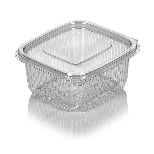  Rectangular PET container with hinged lid 375cc