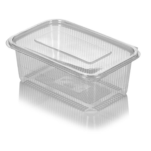  Rectangular PET container with hinged lid 1000cc