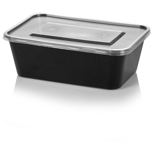 Plastic Microwave Container 750cc black & Lid combo