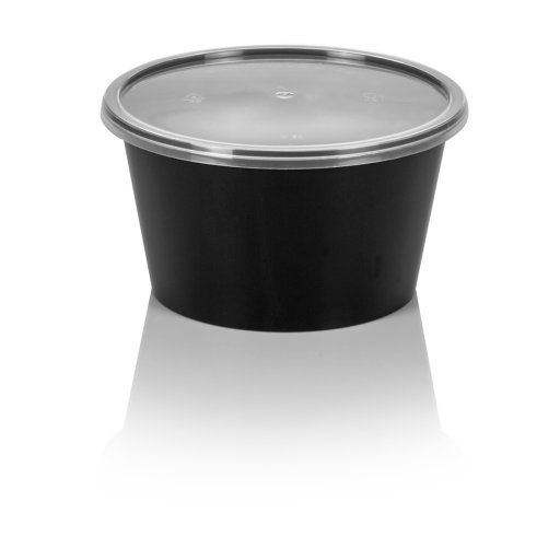 Plastic Microwave Round Container 500cc black & Lid combo